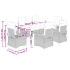 7-tlg. Garten-Essgruppe mit Kissen Beige Poly Rattan
