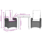 3-tlg. Garten-Essgruppe mit Kissen Beigemischung Poly Rattan