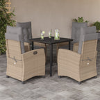 5-tlg. Garten-Essgruppe mit Kissen Beigemischung Poly Rattan