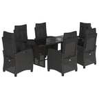 7-tlg. Garten-Essgruppe mit Kissen Schwarz Poly Rattan