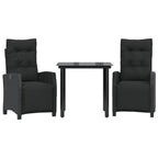 3-tlg. Garten-Essgruppe mit Kissen Schwarz Poly Rattan