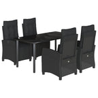 5-tlg. Garten-Essgruppe mit Kissen Schwarz Poly Rattan