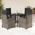 5-tlg. Garten-Essgruppe mit Kissen Grau Poly Rattan