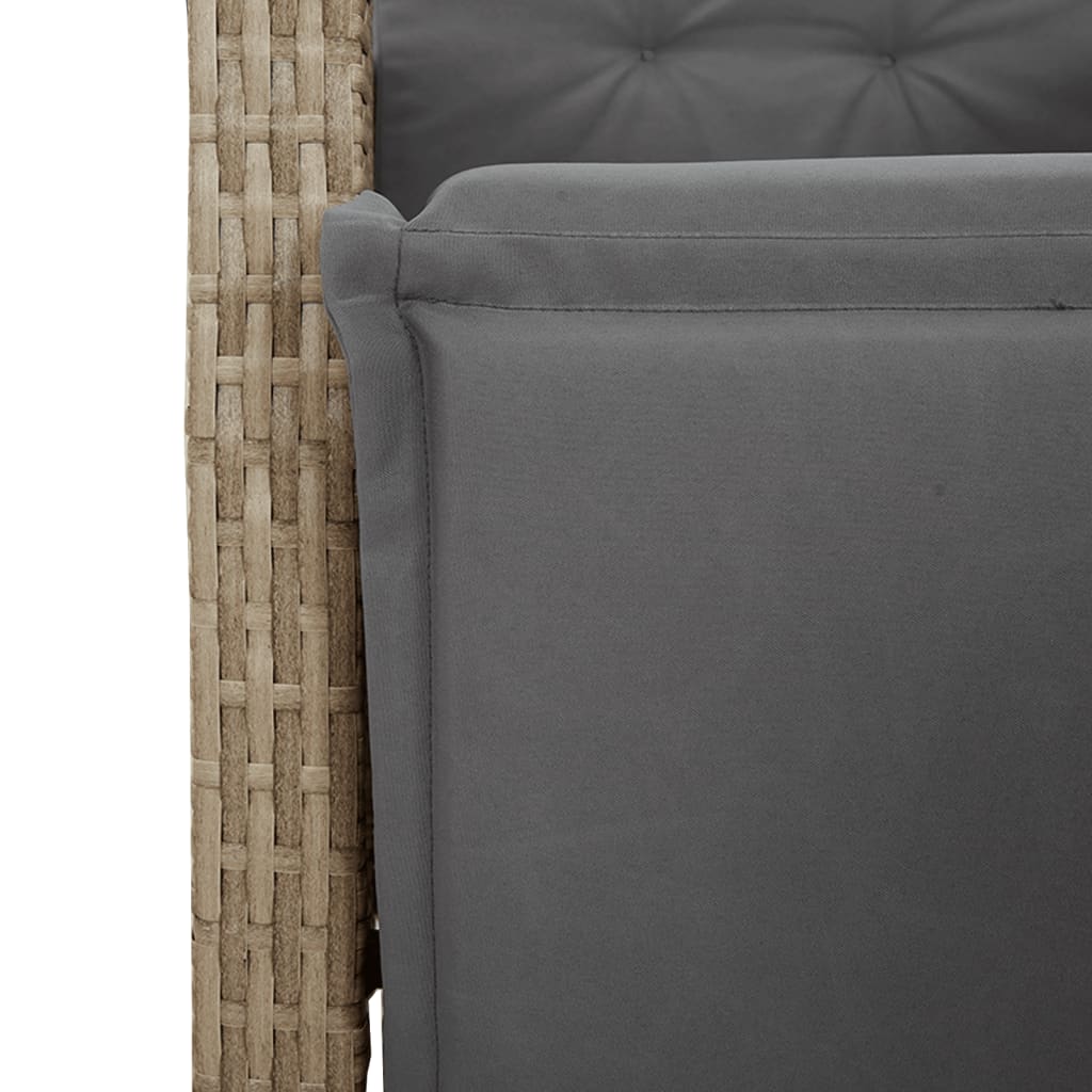3-tlg. Garten-Essgruppe mit Kissen Beigemischung Poly Rattan