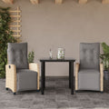 3-tlg. Garten-Essgruppe mit Kissen Beigemischung Poly Rattan