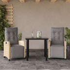 3-tlg. Garten-Essgruppe mit Kissen Beigemischung Poly Rattan