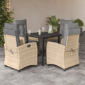 5-tlg. Garten-Essgruppe mit Kissen Beigemischung Poly Rattan