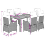 7-tlg. Garten-Essgruppe mit Kissen Grau Poly Rattan