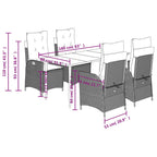 5-tlg. Garten-Essgruppe mit Kissen Braun Poly Rattan