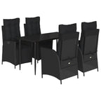 5-tlg. Garten-Essgruppe mit Kissen Schwarz Poly Rattan