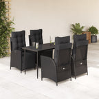 5-tlg. Garten-Essgruppe mit Kissen Schwarz Poly Rattan