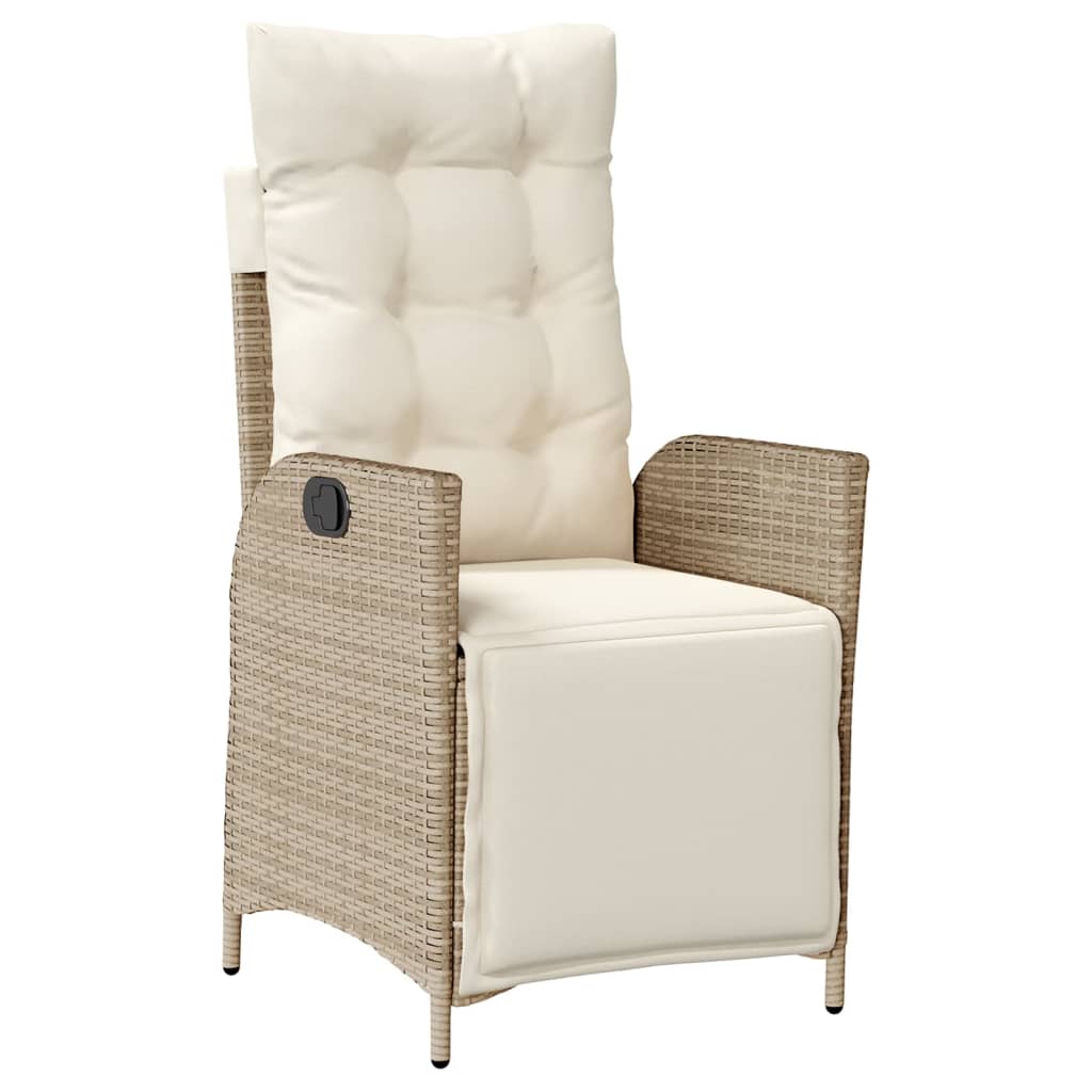 5-tlg. Garten-Essgruppe mit Kissen Beige Poly Rattan