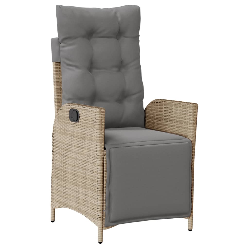 3-tlg. Garten-Essgruppe mit Kissen Beigemischung Poly Rattan