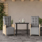 3-tlg. Garten-Essgruppe mit Kissen Beigemischung Poly Rattan