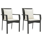7-tlg. Garten-Essgruppe mit Kissen Schwarz Poly Rattan