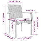 7-tlg. Garten-Essgruppe mit Kissen Schwarz Poly Rattan