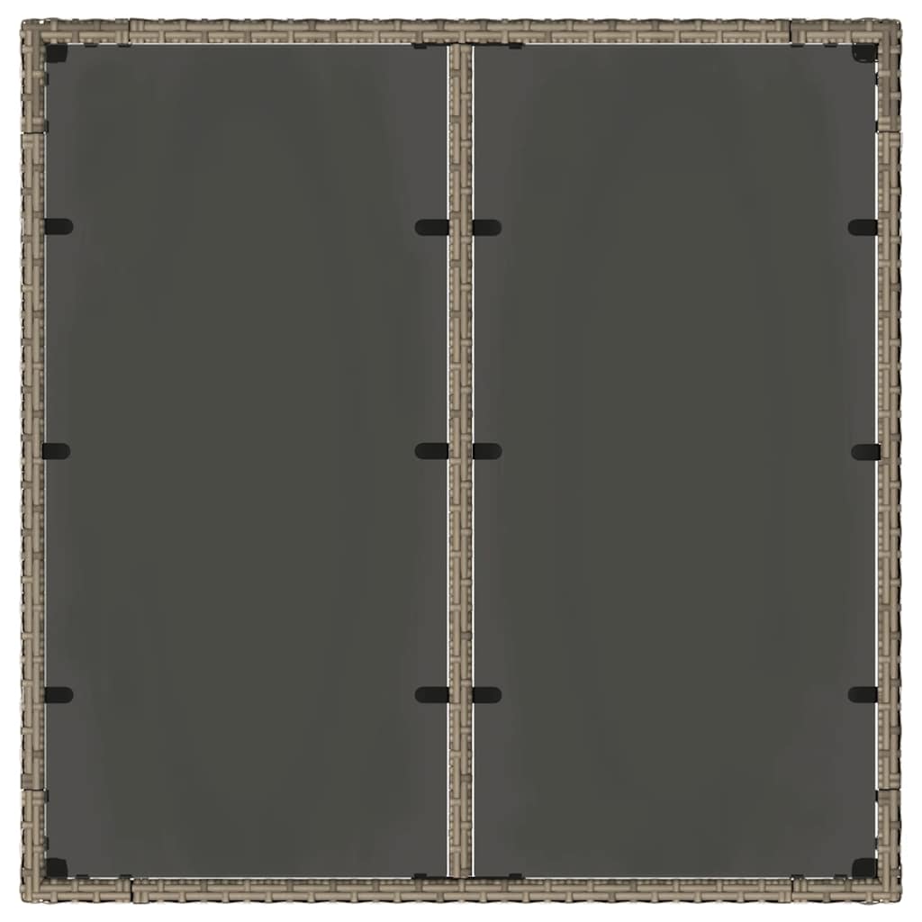 Gartentisch mit Glasplatte Grau 90x90x75 cm Poly Rattan