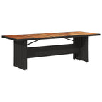 Gartentisch mit Holzplatte Schwarz 240x90x75 cm Poly Rattan