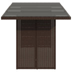 Gartentisch mit Glasplatte Braun 190x80x75 cm Poly Rattan