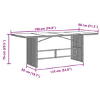Gartentisch mit Glasplatte Braun 190x80x75 cm Poly Rattan