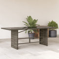 Gartentisch mit Glasplatte Grau 190x80x75 cm Poly Rattan