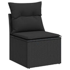Gartenstuhl ohne Armlehnen mit Kissen Schwarz Poly Rattan