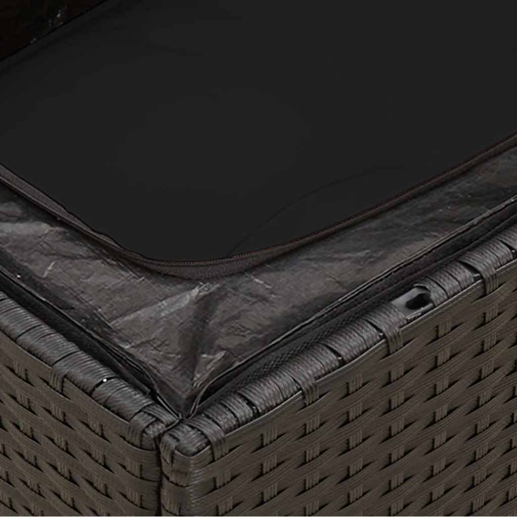 Gartenstuhl ohne Armlehnen mit Kissen Schwarz Poly Rattan