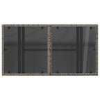Gartentisch mit Glasplatte Grau 100x55x73 cm Poly Rattan
