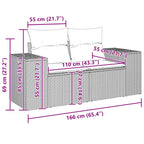 Gartensofa mit Kissen 2-Sitzer Braun Poly Rattan