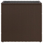 Garten-Beistelltisch mit Glasplatte Braun 58x27,5x55 cm Rattan