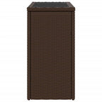 Garten-Beistelltisch mit Glasplatte Braun 58x27,5x55 cm Rattan