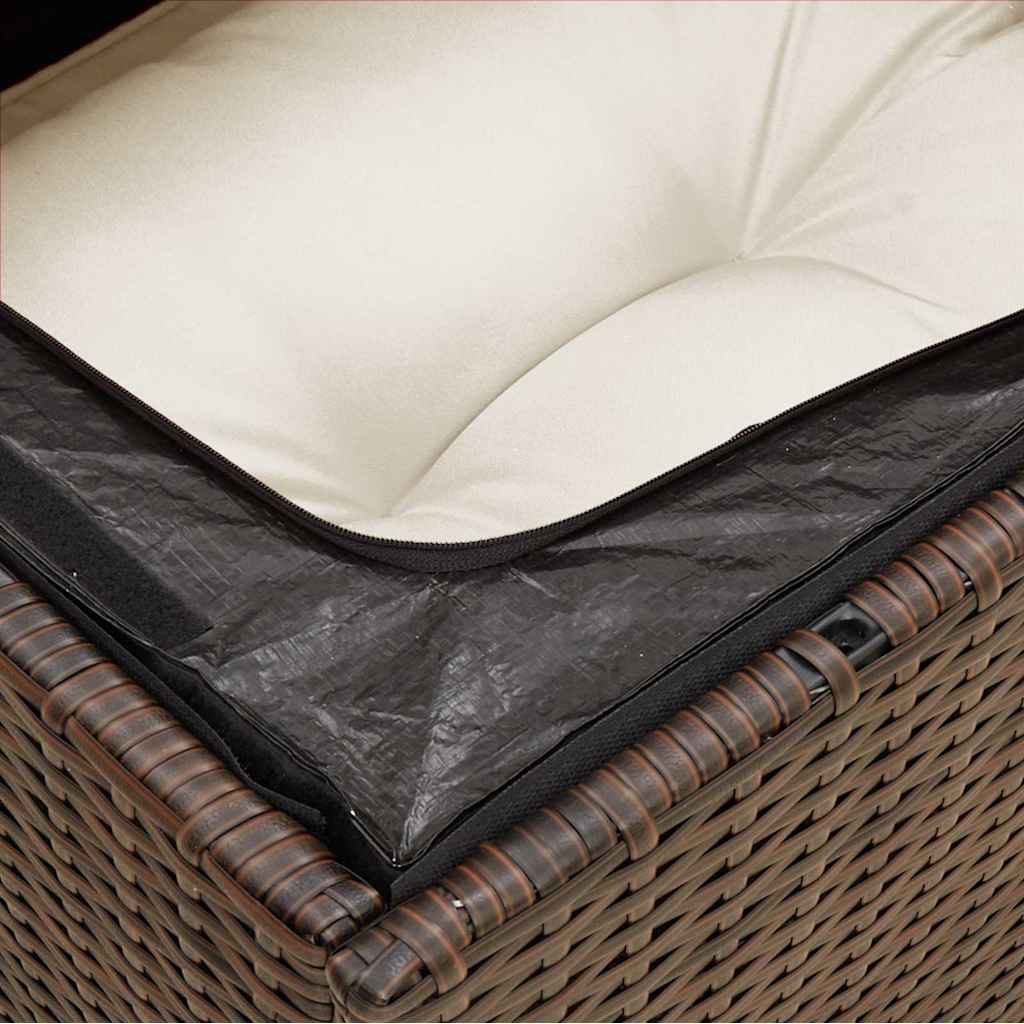 Gartensessel ohne Armlehnen mit Kissen Braun Poly Rattan