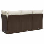 Gartensofa mit Kissen 3-Sitzer Braun Poly Rattan