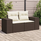 Gartensofa mit Kissen 2-Sitzer Braun Poly Rattan