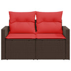 Gartensofa mit Kissen 2-Sitzer Braun Poly Rattan