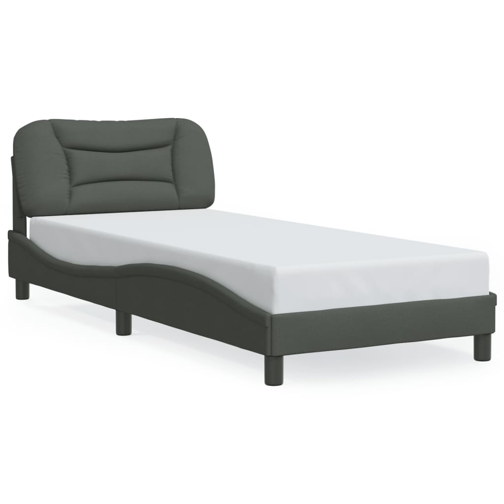 Bettgestell mit LED ohne Matratze "Hvar" Dunkelgrau 80x200 cm Stoff