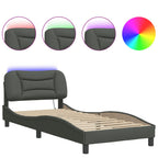 Bettgestell mit LED ohne Matratze "Hvar" Dunkelgrau 90x200 cm Stoff