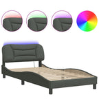 Bettgestell mit LED ohne Matratze "Hvar" Dunkelgrau 100x200 cm Stoff