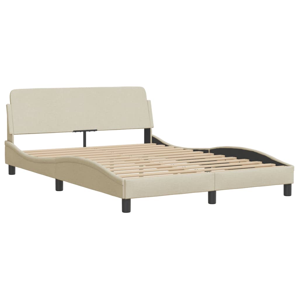Bettgestell mit LED ohne Matratze "Hvar" Creme 140x190 cm Stoff