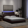 Bettgestell mit LED ohne Matratze "Hvar" Dunkelbraun 140x200 cm Stoff