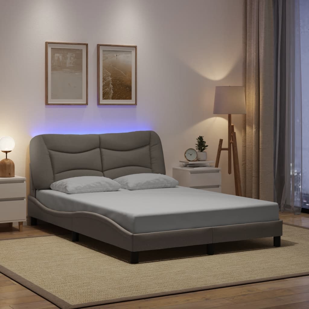 Bettgestell mit LED ohne Matratze "Hvar" Taupe 140x200 cm Stoff