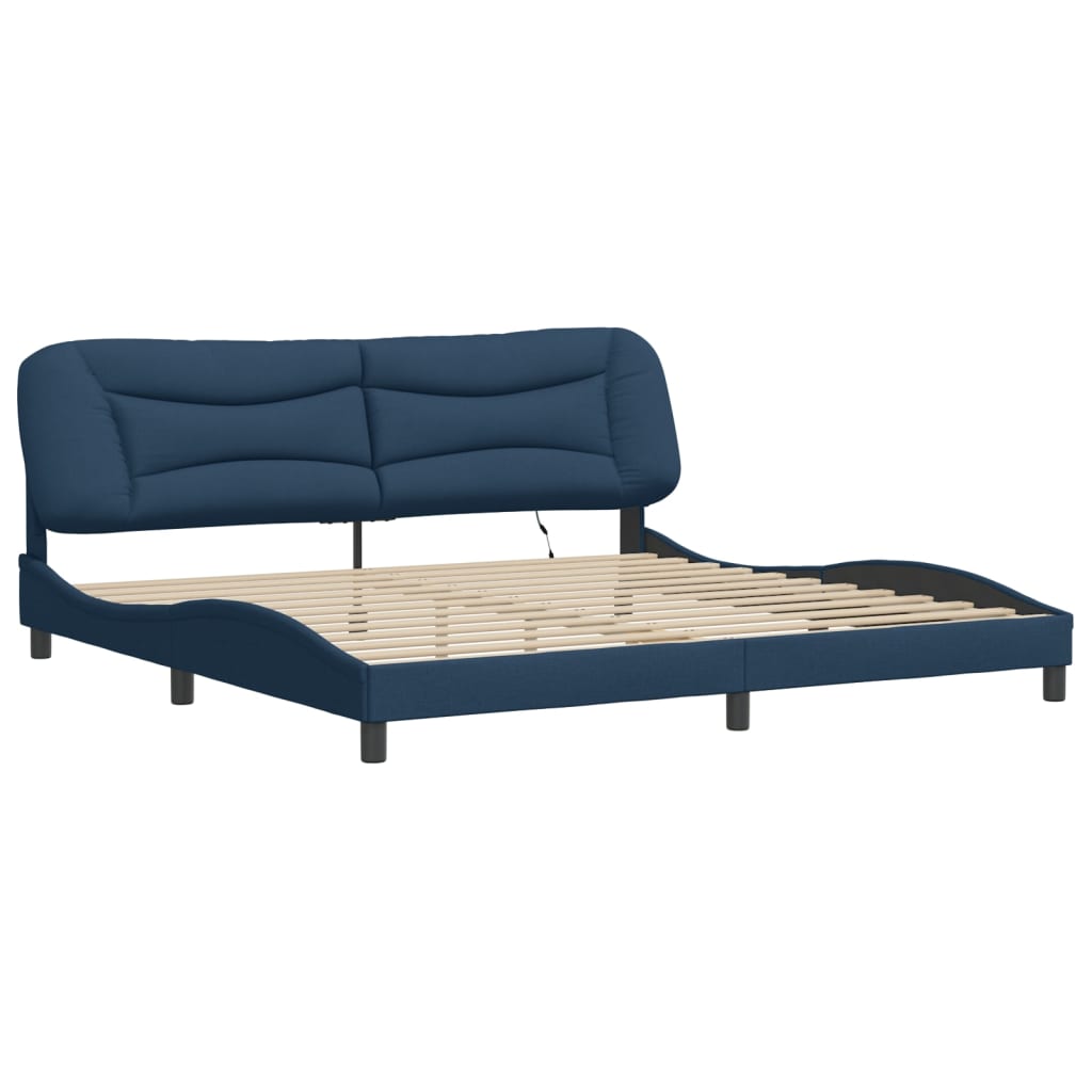 Bettgestell mit LED ohne Matratze "Hvar" Blau 200x200 cm Stoff