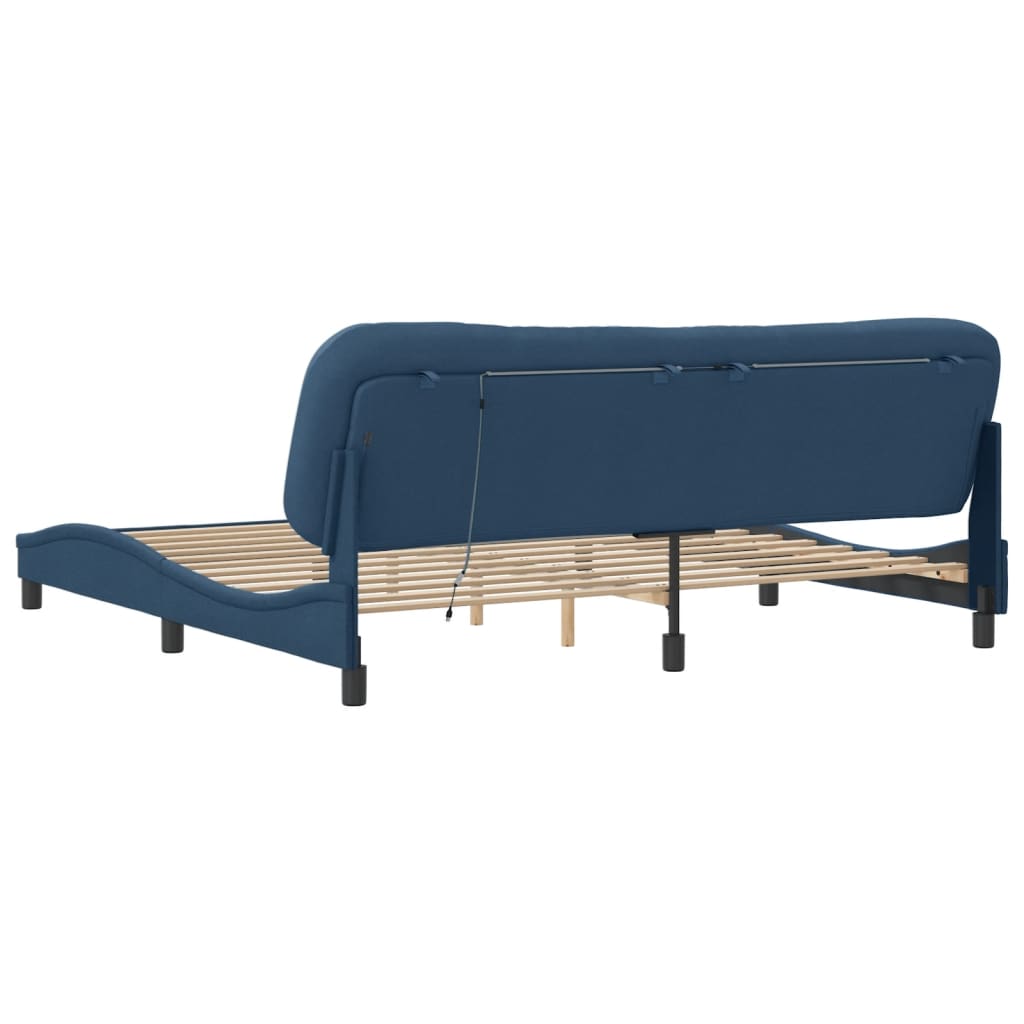 Bettgestell mit LED ohne Matratze "Hvar" Blau 200x200 cm Stoff