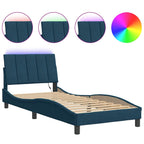 Bettgestell mit LED ohne Matratze "Hanko" Blau 90x200 cm Samt