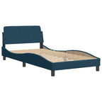 Bettgestell mit LED ohne Matratze "Hanko" Blau 100x200 cm Samt