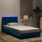 Bettgestell mit LED ohne Matratze "Hanko" Blau 100x200 cm Samt