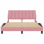 Bettgestell mit LED ohne Matratze "Hanko" Rosa 140x190 cm Samt