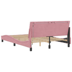 Bettgestell mit LED ohne Matratze "Hanko" Rosa 140x190 cm Samt
