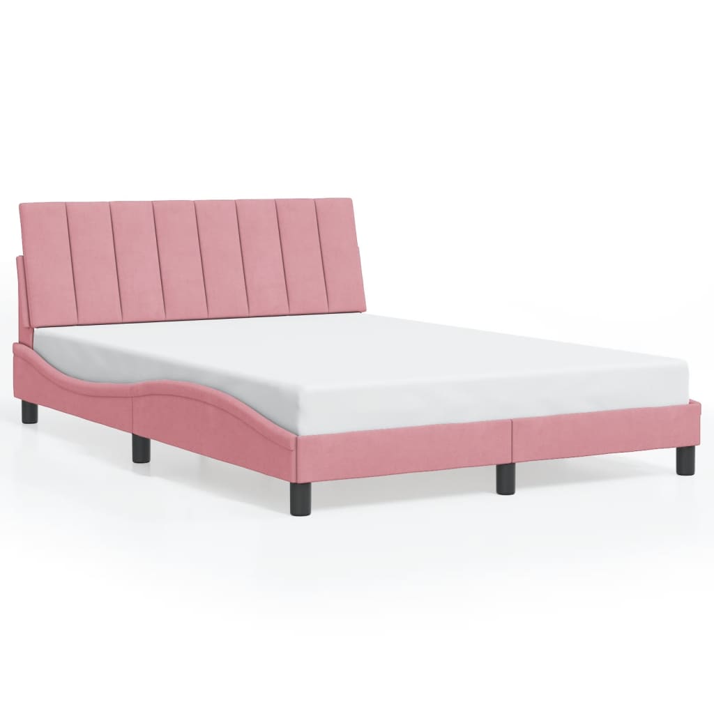 Bettgestell mit LED ohne Matratze "Hanko" Rosa 140x200 cm Samt