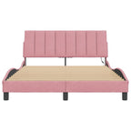 Bettgestell mit LED ohne Matratze "Hanko" Rosa 140x200 cm Samt